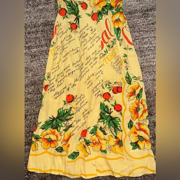URBAN OUTFITTERS UO WILLOW MIDI SLEVELESS COLLARD DRESS FLORAL YELLOW ORANGE MED - Picture 8 of 8